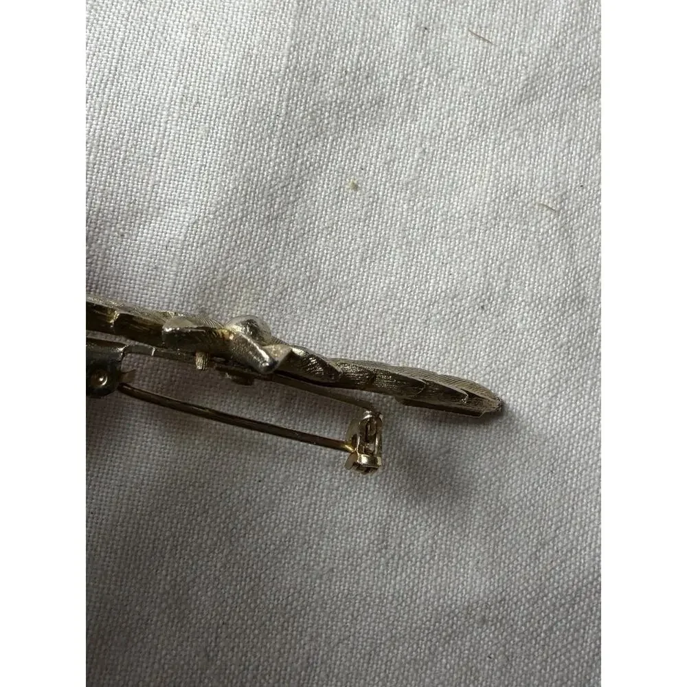 Vintage MAMSELLE Gold color Bar Brooch 2 